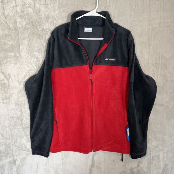 Columbia Mens Size Large Steens Moutain 2.0 Full Zip Fleece Zip Up Jacket Red - Picture 1 of 7